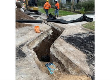water main rupture repair at Canterbury Mildred